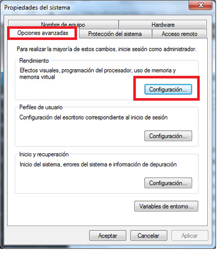 Configura la memoria virtual de Windows