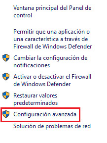 Configuracion avanzada firewall de Windows