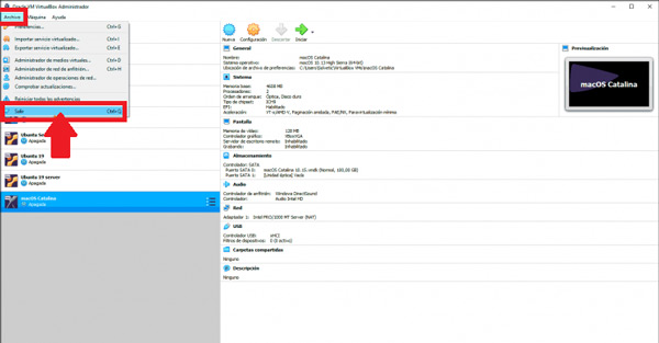 Configure the virtual machine in Windows 10 