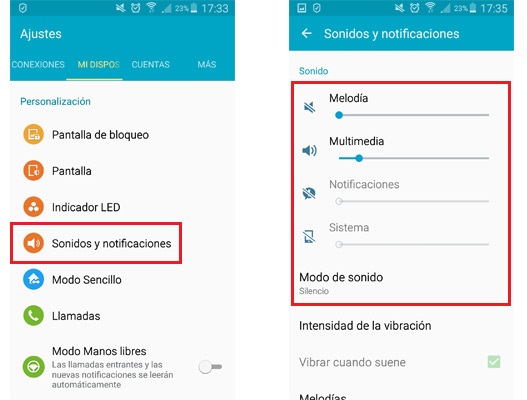 Configurar notificaciones de sonido app en Android