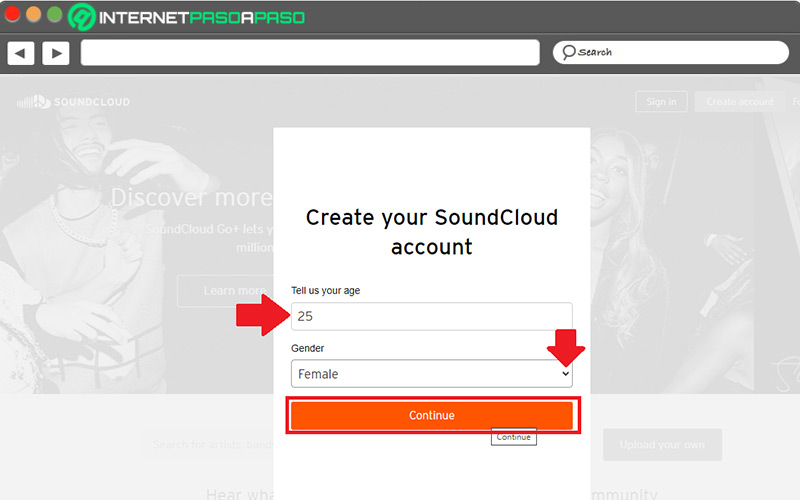 Crea una cuenta de SoundCloud
