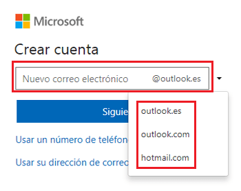 Crear cuenta correo Microsoft para OneDrive