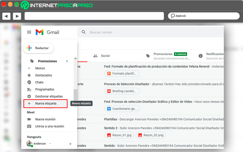 Crear nuevas etiquetas en Gmail