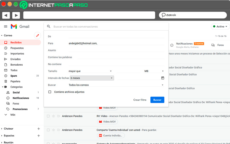 Crear nuevos filtros para reenviar nuevos correos en Gmail