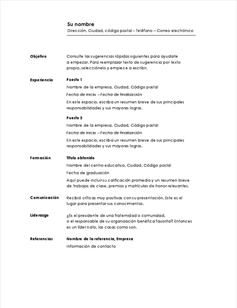 Minimal Chronological Resume