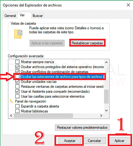 Cómo podemos hacer visibles el tipo de extensiones de los archivos en ordenadores Windows 10