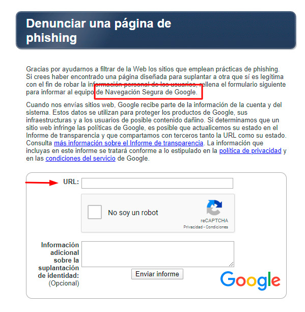 ¿Víctima de Phishing? Aprende a denunciar una página fraudulenta en Google