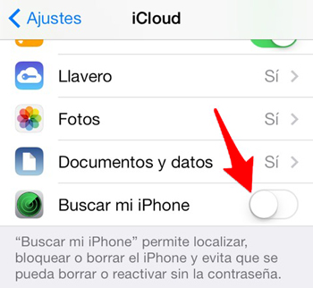 Desactivar Buscar mi iPhone desde iCloud