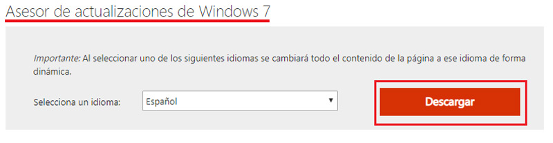 Descarga el asesor de actualizaciones de Windows 7