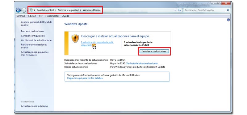 Descargar instalar nuevas actualizaciones Windows Update
