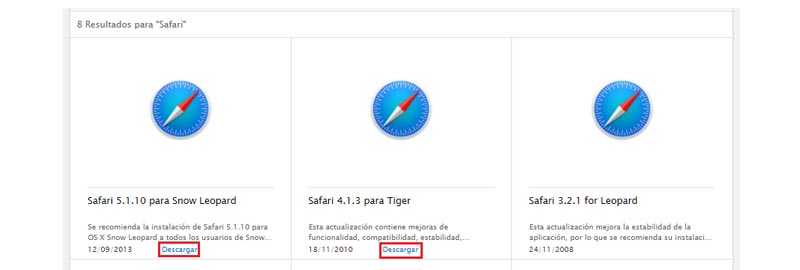 Descargar instalar ultima version navegador Safari