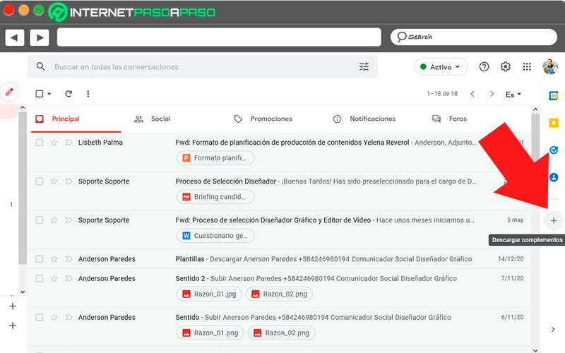 Descargar nuevos complementos en Gmail
