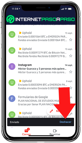 Deshacer mensajes de Gmail en Android