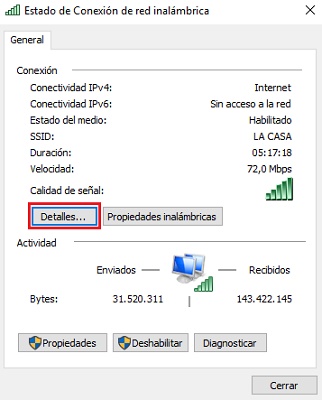 Wireless-network-connection-details