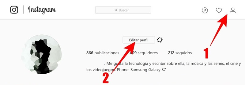 Editar perfil Instagram para desactivar cuenta