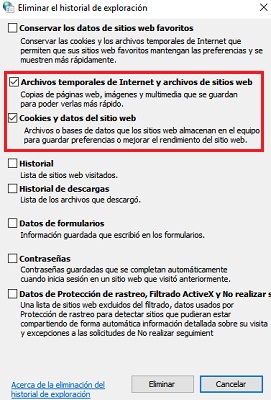 Eliminar archivos temporales y Cookies 2