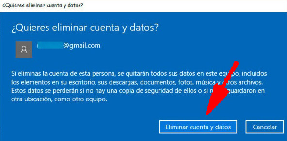 Eliminar cuentas y datos usuario Windows 10