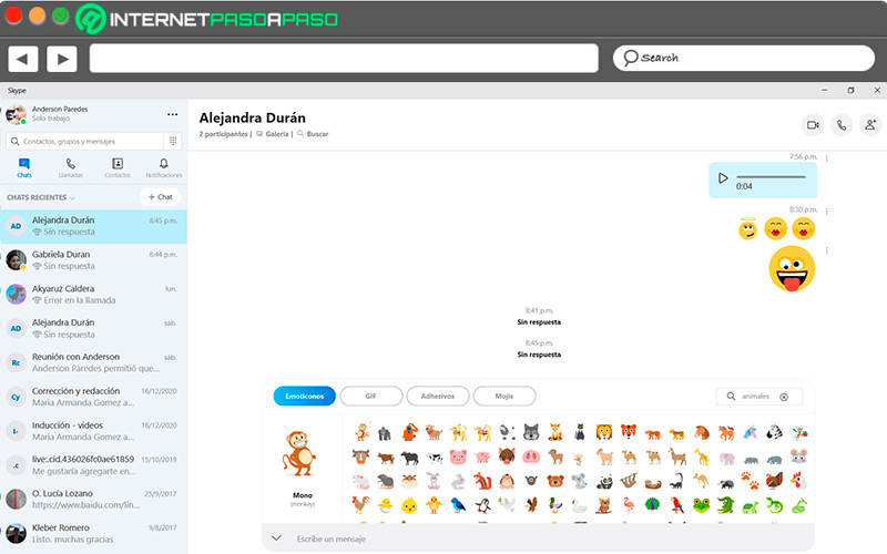 Emojis de animales en Skype