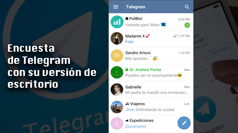 Encuesta de Telegram con su versión de escritorio