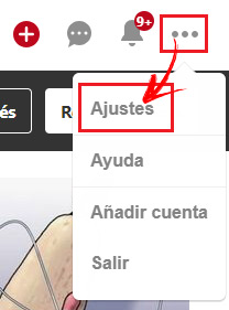 Entrar en Ajustes cuenta Pinterest