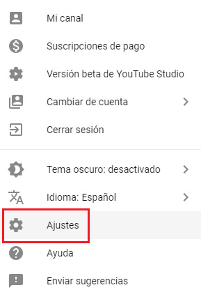 Enter YouTube channel settings