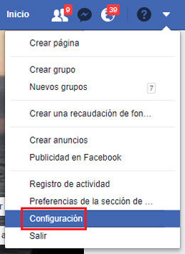 Entrar en Configuracion perfil de Facebook