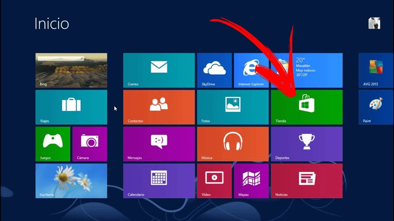 Entrar tienda Windows 8 buscar actualizaciones