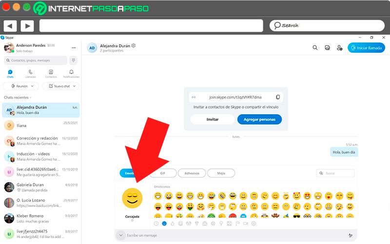 Enviar emojis en Skype