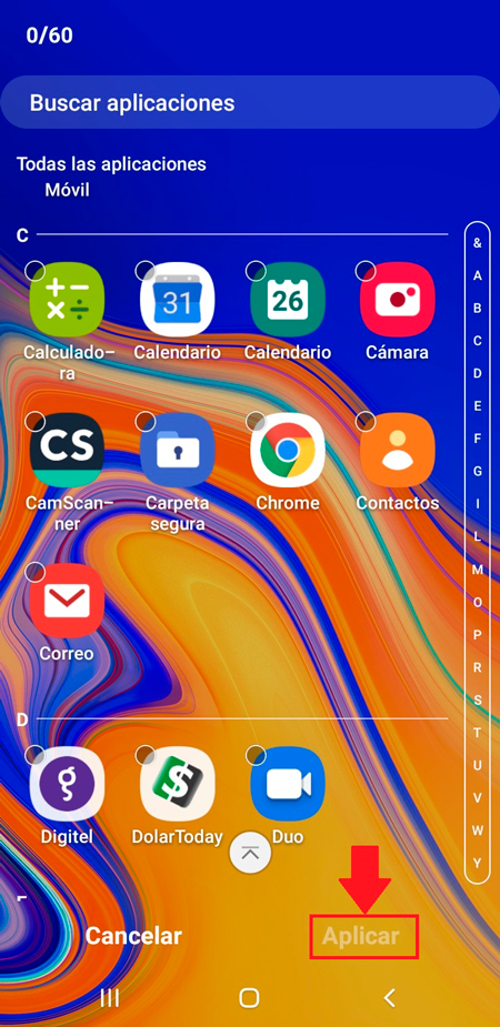 Esconder app desde un teléfono Samsung 