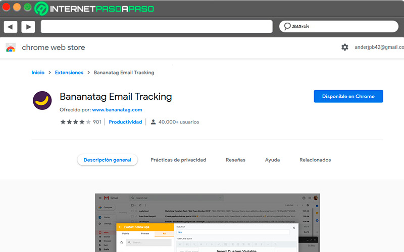 Extension en Chrome de Bananatag Email Tracking