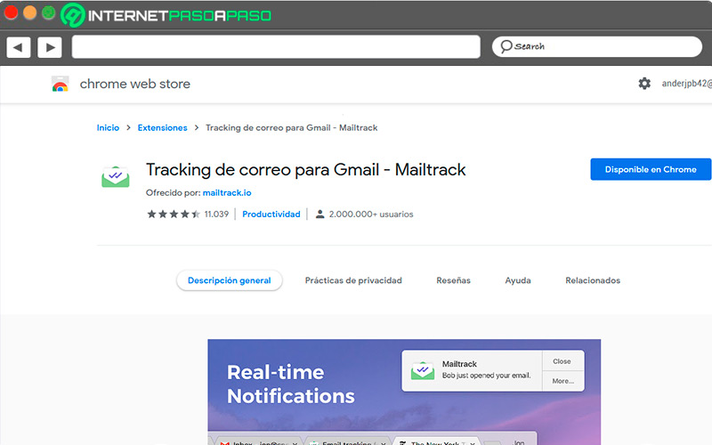 Extension en Chrome de Mailtrack