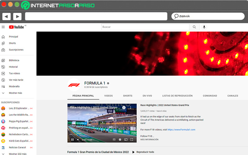 Página web de Formula 1