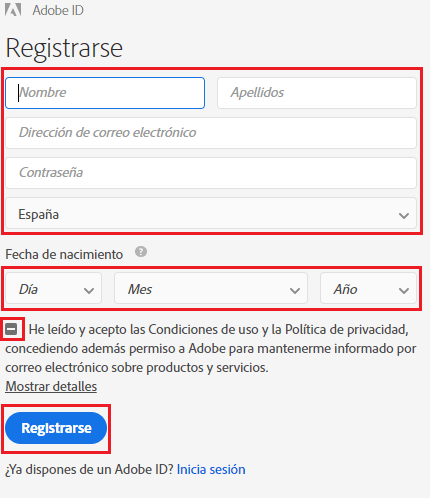 Cuenta adobe id gratis