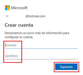 Formulario registro nuevas cuenta Microsoft antiguo Windows Live