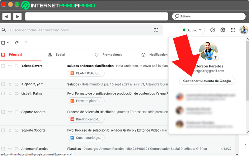 GEstionar cuentas en Gmail