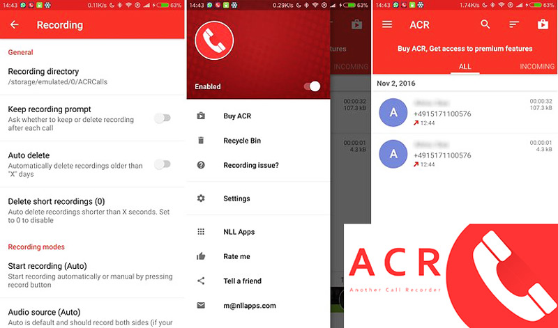  Call recording – ACR