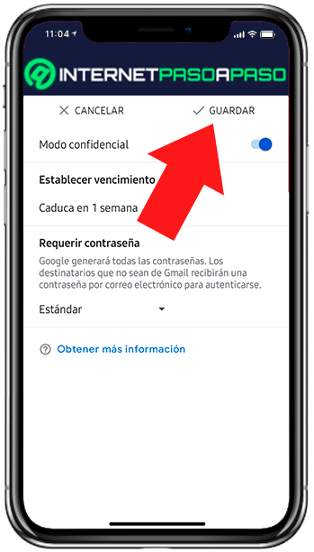 Guardar ajustes de confidencialidad en Gmail para Android