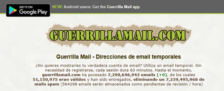GuerrillaMail crear correo electronico desechable