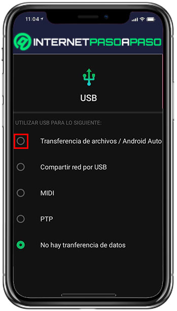 HAbilitar transferencia de archivos smartphone pc usb