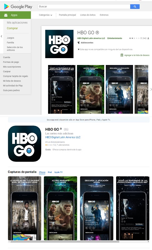 HBO Android e IOS descarga