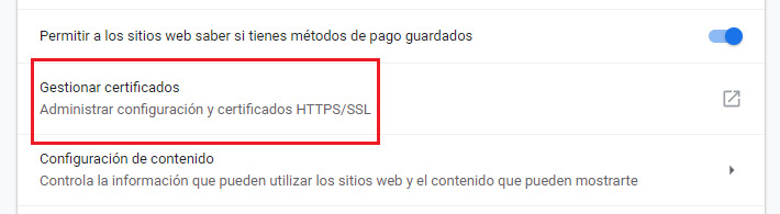 HTTPS/SSL Administrar Certificados