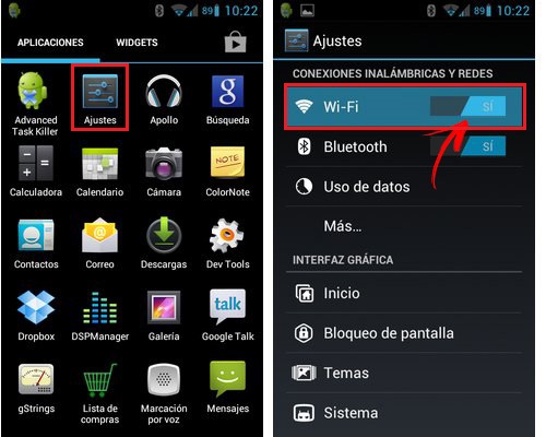 Habilitar la conexion Wifi en telefono Android