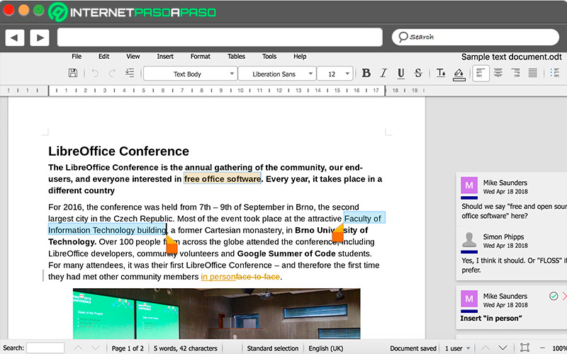 Hoja de texto de LibreOffice para Linux