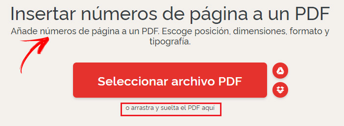 Insertar numero de pagina a PDF con iLovePDF