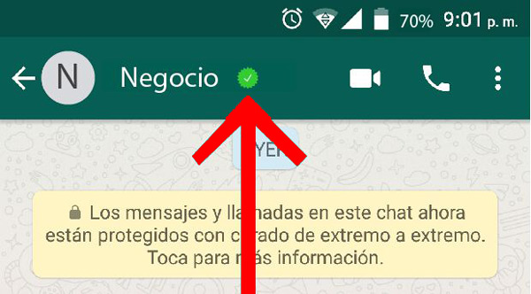 Insignia de cuenta de Whatsapp Empresa Verificada