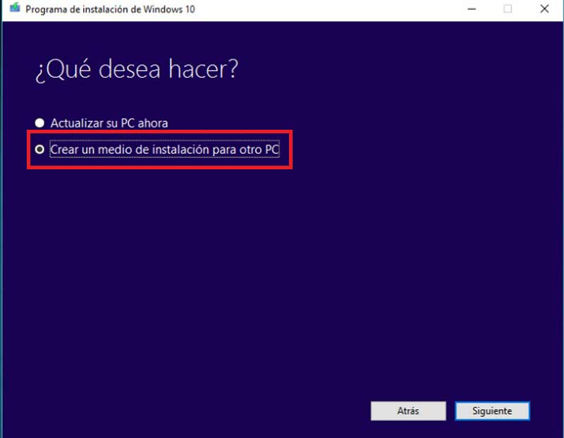 Instala Windows 10 directamente desde un USB