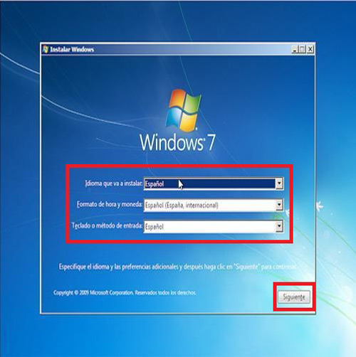 Installation of Windows 7 