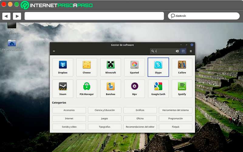Interfaz de escritorio de Linux Mint