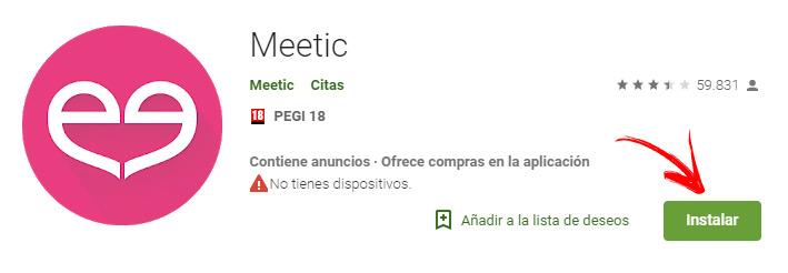 Instalar app Meetic en Android