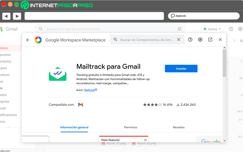 Instalar complemento Mailtrack en Gmail